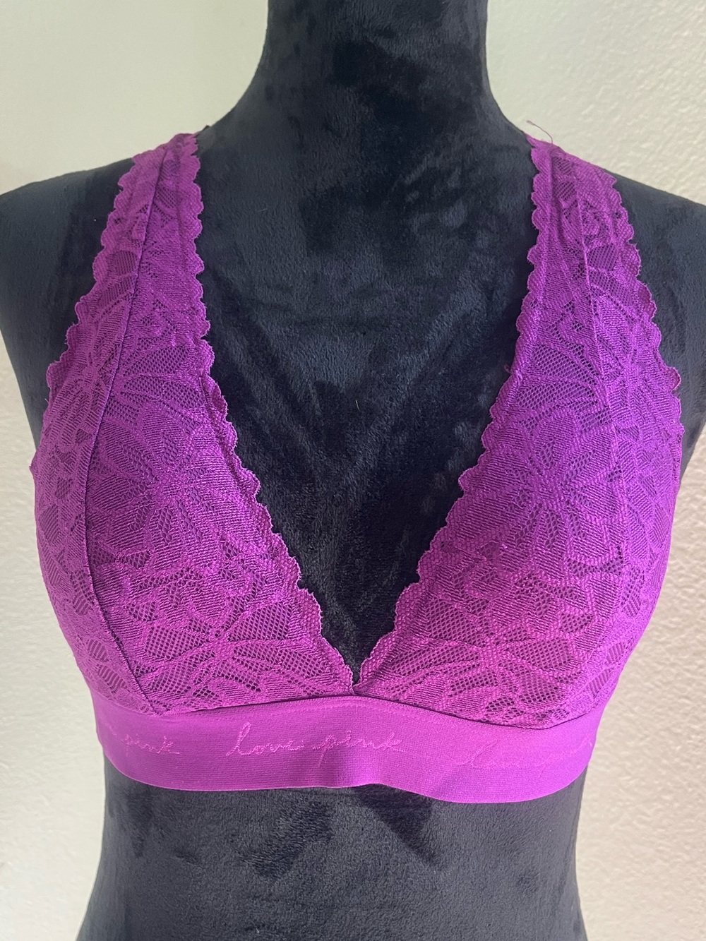 PINK Victoria's Secret Purple Lace Plunge Bralette